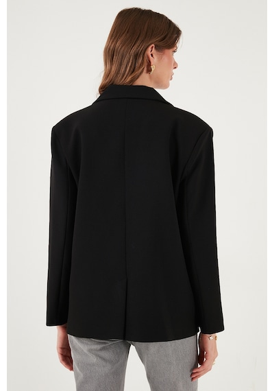 Lela Regular Fit  Yaka Düğmeli Blazer Bayan Ceket 6839562 Siyah