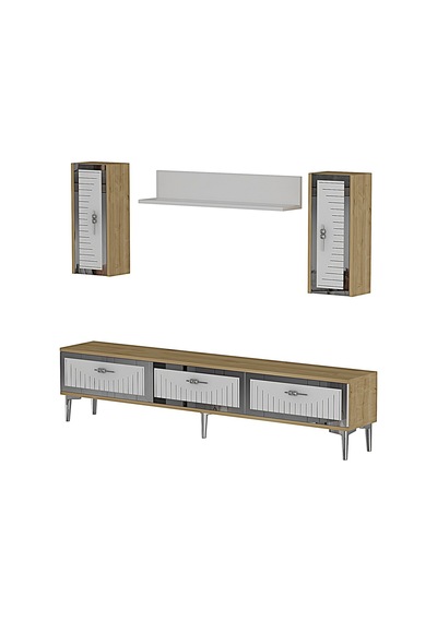 Tvr1801dbs - Tuna Tv Ünitesi Safirmeşe-beyaz Sılver 180cm Safirmeşe - Beyaz - Sılver