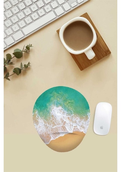 Deniz Ve Kumsal Desenli Bilek Destekli Mouse Pad Mousepad