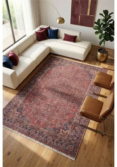 Dekoratif Halı Kaymaz Taban Leke Tutmaz Yıkanabilir Kilim Özel Ölçü Salon Halısı 3042