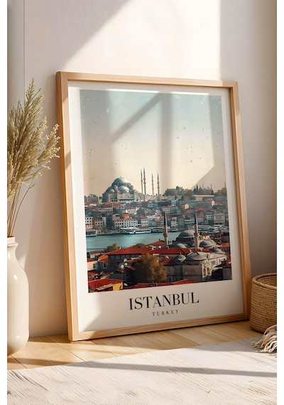 İstanbul Türkiye Vintage Seyahat Posteri Çerçeveli Tablo - Premium Tarihi Yarımada Elit Duvar Dekoru Kayın İstanbul Türkiye Vintage Seyahat Posteri Çerçeveli Tablo - Premium Tarihi Yarımada Elit Duvar Dekoru Kayın