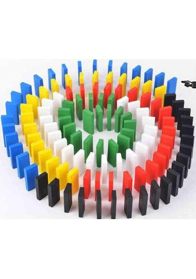 Domino 100 Parça Ahşap Taşları Domino Oyunu Renkli Eğitici Domino