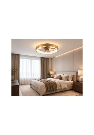 Eskitme Gold Ø50cm Fanlı 6500k Soğuk Beyaz Plafonyer