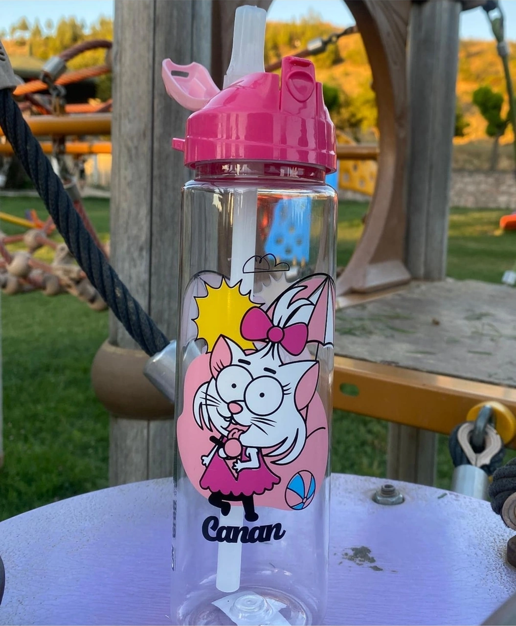Kral Şakir Hayranları Desenli-pipetli Tritan Matara 630 Cc Pembe Pembe