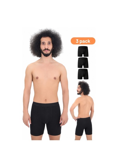 Cnt Erkek Uzun Paça Likralı 3'lü Boxer Premium Paket Gümüş Boxer Siyah Siyah