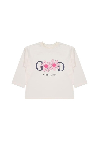 Civil Girls Good Baskılı 6-9 Yaş Sweatshirt Ekru