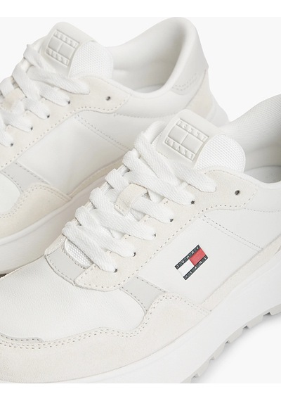 Tommy Hilfiger Kadın Marka Logolu Günlük Kullanıma Uygun Ekru Sneaker En0en03123 Ybl