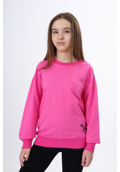Toontoy Kids Toontoy Kız Çocuk Baskılı Sweatshirt Fuşya