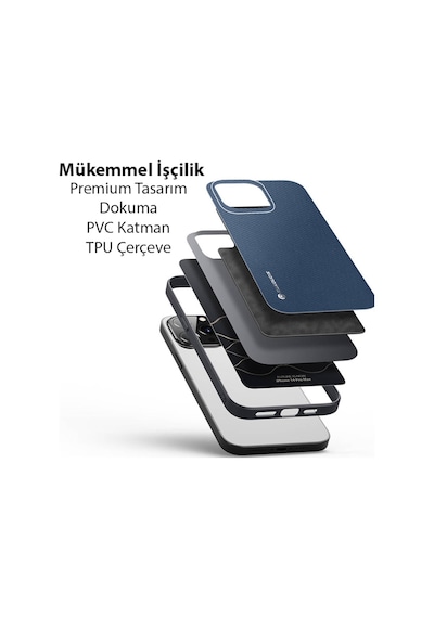 Dux Ducis Fino Serisi Apple Uyumlu iPhone 14 Pro Premium Dokuma Silikon Kilif 561082413