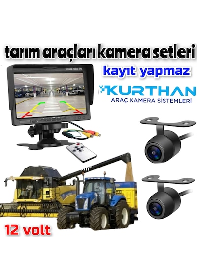 2 Adet Kelebek Kamera 7 İnç Monitör Seti Kayıtsız 12 Volt