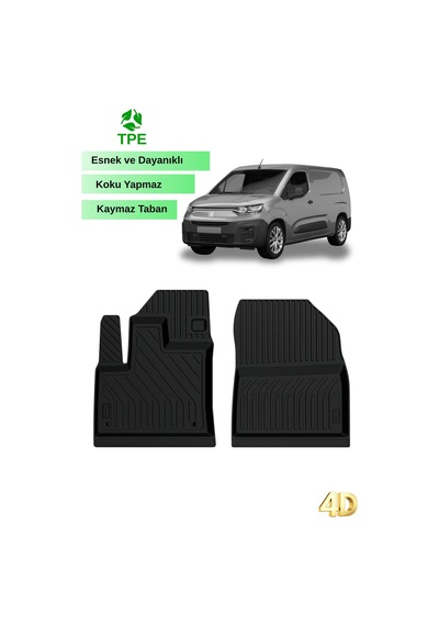 Hitaks Fiat Doblo Panelvan 2023 Sonrası İle Uyumlu 4d Havuzlu Paspas Kapalı Kasa Ön İki Parça
