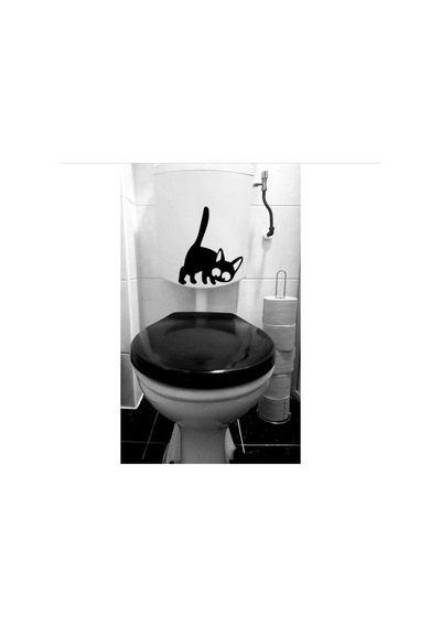 Kedi Klozet Sticker Yapıştırması Sticker 3 Model (421075953)