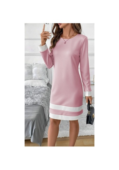 Butik İstanbul Kadın Uzun Kollu Yuvarlak Yaka Etek Ucu Şerit Detaylı Mini Dalgıç Elbise Pembe Butik İstanbul Kadın Uzun Kollu Yuvarlak Yaka Etek Ucu Şerit Detaylı Mini Dalgıç Elbise Pembe