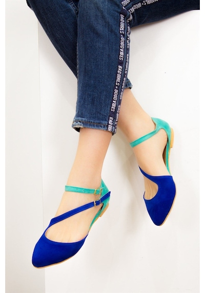 Fox Shoes Saks Mavi/su Yeşili Kadın Babet D726016902 Saks Mavi - Su Yeşili