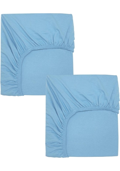 2 Adet 50x90 Cm Anne Yanı Lastikli Penye Kumaş Bebek Çarşafı-mavi