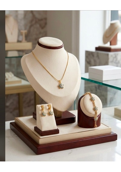 14 Ayar Rengi Nazar Gold Çelik Takı Set Gümüş - Rose Gold