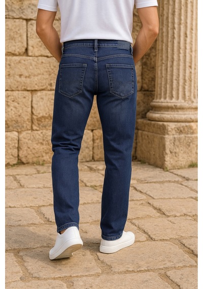 Cedy Denim Xcedy Premium Yüksek Kalite Erkek Klasik 5 Cep Yüksek Bel Regularfit Esnek Boru Paça Pantolon Mavi