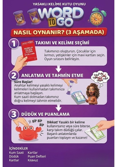 Word To Go 720 Gizli Kelimeli 3600 Anahtar Kelimeli 260 Kartlı Eğitici 4+ Kişilik Aile Kutu Oyunu
