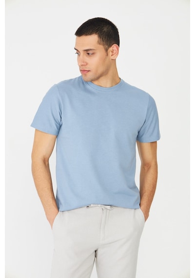 Mavi Basic Bisiklet Yaka Erkek T-shirt Mavi