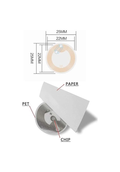 13.56mhz Uıd Değiştirilebilir 25mm Rfid Etiket Nfc Okunabilir Yazılabilir Göstergeç 13.56 Mhz
