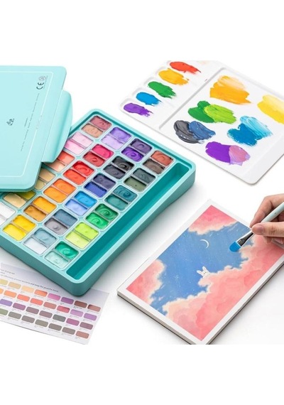 Hımı Twin Cup Gouache Set 48 Renk X 12 Gr Guaj Boya Green Case Karışık Renkli