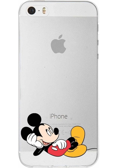 Apple Uyumlu iPhone 5s  Kapak Mickey Mouse Tasarımlı Şeffaf Silikon Kılıf