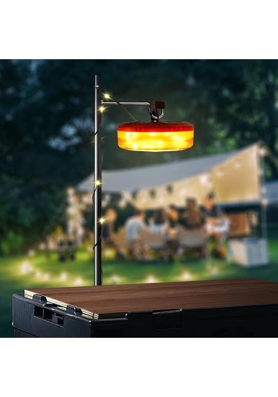 Solar Şarjlı 10 Metre Led Kamp Lambası Işıldak Fener Dekor Yıl Başı Süsü Perde Peri Şerit Kamp Turuncu
