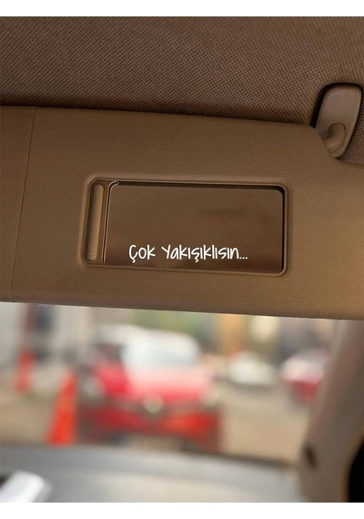 Çok Yakışıklısın Araba İçi Ayna, Araç Makyaj Ayna Etiket Sticker 7,5x1,2 Cm 2'li