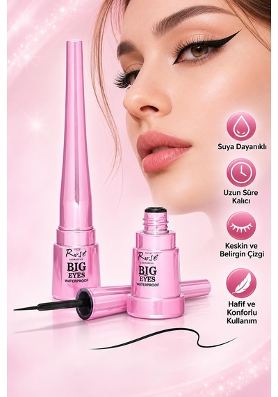 3b Trend Big Eyes Waterproof Siyah Likit Eyeliner Suya Dayanıklı, İnce Uçlu Göz Kalemi 001 Black