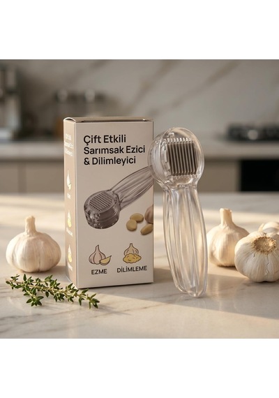 Çift Taraflı Sarımsak Ezici Ve Dilimleyici, 2'si 1 Arada Kompakt Tasarım, Şeffaf Diğer