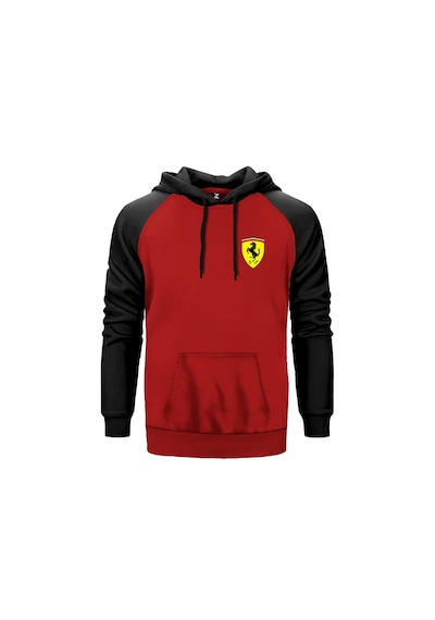 Ferrari Logo Kırmızı Renk Reglan Kol Sweatshirt Kırmızı