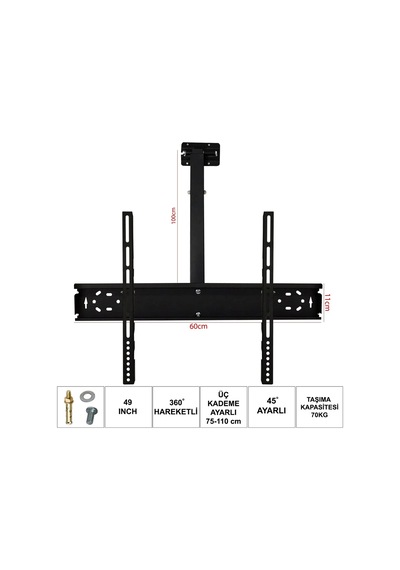 Ufix 6011 Lcd Askı Aparatı Tavan Hareketli 42-49-55 İnç 106-124-140cm