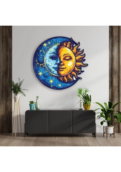 Güneş-ay Yüzü Boho - Metal Tablo - Dec0161 70 X 70 Cm Çok Renkli