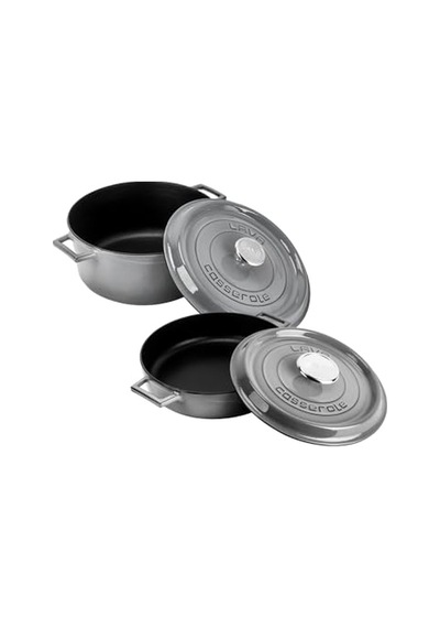 Ayrex Metal Premium Serisi Döküm 28 Cm Seti, Majolik Gri Diğer
