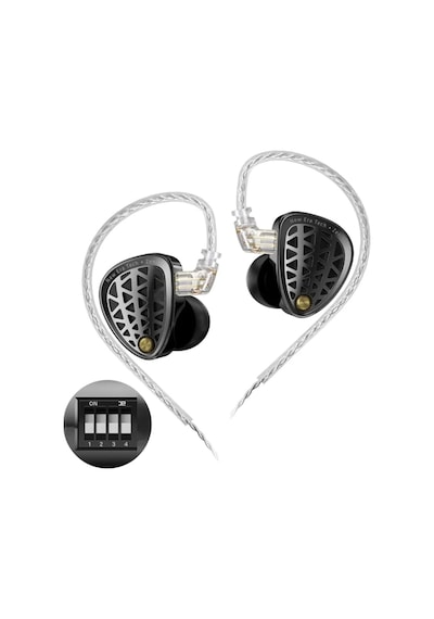 Kz Zenith Tunable Switch Ayarlanabilir Ultra-lineer Dinamik Iem Kulaklık Siyah-mikrofonsuz Kulak Içi Kulaklık