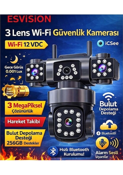 Esvision Es-9002 Wi Fi Kamera 3 Lens Adaptör