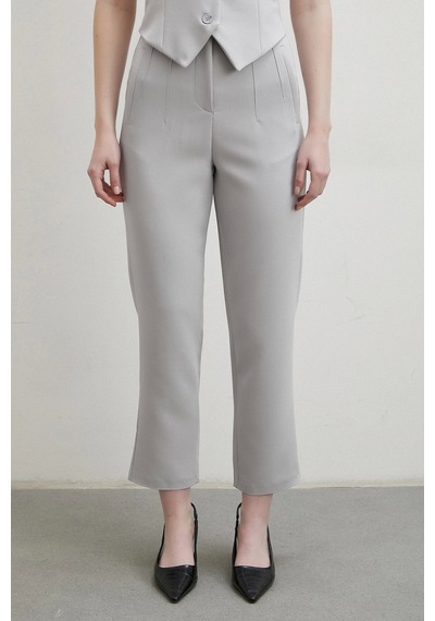Never More Önü Pensli Skinny Kumaş Pantolon Gri Gri