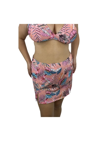 Büyük Beden Desenli Geniş Üçgen Kalın Askılı Yırtmaç Detaylı Sabit Pedli Kadın Bikini Takım Büyük Beden Desenli Geniş Üçgen Kalın Askılı Yırtmaç Detaylı Sabit Pedli Kadın Bikini Takım