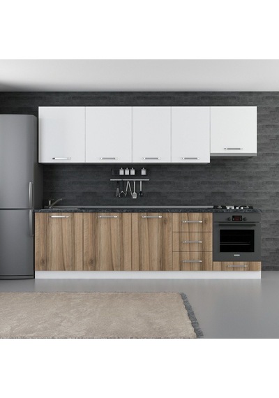 Minar 280 Cm Mutfak Dolabı Beyaz Dore 280-d5