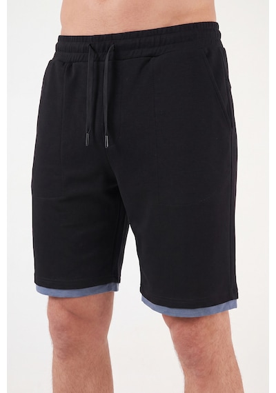 Buratti Oysho Kumaş Çift Katmanlı Paça Detaylı Bağlamalı Short Erkek Short 5908091 Siyah