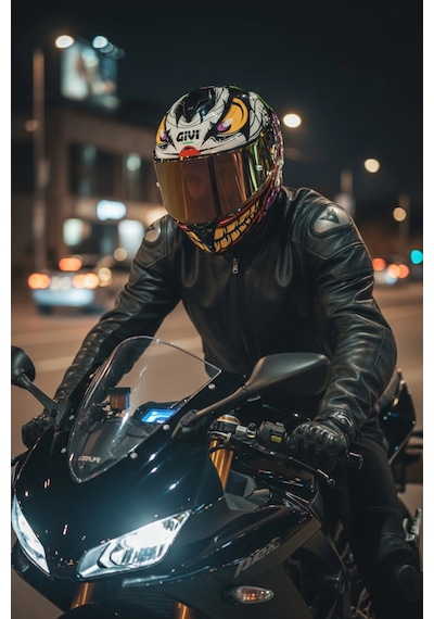 Gıvı 50.x Joke  1 Renkli 1 Şeffaf Vizörlü Motosiklet Kask Gold Vizör + Şeffaf