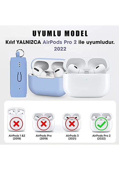 Ayrex Pro 2.nesil Için Kılıf Askılı Mat Silikon Siyah Airpods Pro 2. Nesil İle Uyumlu Kılıf - Siyah