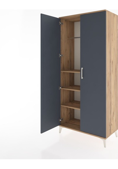 Hyperion Dolap 3 Raflı 2 Kapaklı Tek Askılı 88x44x195 Çam-ant... Çam