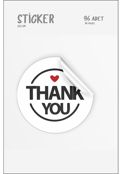 Thank You-hand Made With Love Etiket, 17 Farklı Tasarım Sticker 9 Çok Renkli