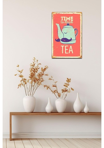 Time To Drink Tea Retro Vintage Drtr0126 Ahşap Mdf Tablo
