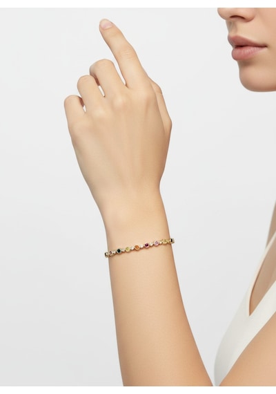 Valmont Accessories Kadın Gold Renk Renkli Taşlı Yuvarlak Detaylı Bileklik