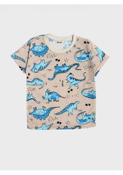 Aliş Kids Erkek Çocuk Pamuklu Bej Rengi Dinozor Desenli Kısa Kollu Şortlu Yazlık Pijama Takımı Bej Mavi Aliş Kids Erkek Çocuk Pamuklu Bej Rengi Dinozor Desenli Kısa Kollu Şortlu Yazlık Pijama Takımı Bej Mavi