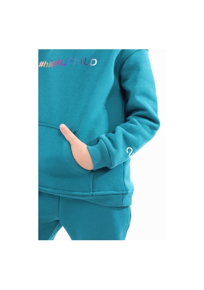 Toontoy Unisex Çocuk Baskılı Sweatshirt Petrol Mavi