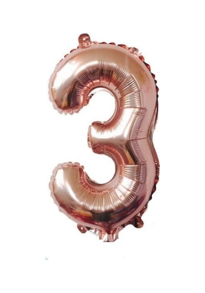 3 Rakam Rose Gold Folyo Balon 40 İnç 100 Cm