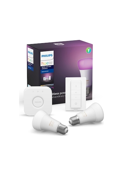 Philips Hue Başlangıç Kiti: 2 E27 Akıllı Ampul (1100) + Kısma Anahtarı Renkli ve Beyaz Ambiyans - 929002216806 Philips Hue Başlangıç Kiti: 2 E27 Akıllı Ampul (1100) + Kısma Anahtarı Renkli ve Beyaz Ambiyans - 929002216806
